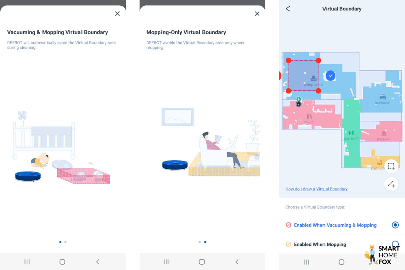 Sperrzonen werden in der Ecovacs Deebot T10 App festgelegt